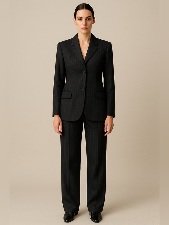 le chateau Pants - le chateau Black Pinstripe Women’s pantsuit